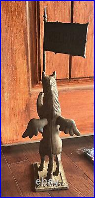 Vintage Cast Iron Horse Pegasus Doorstop Welcome 22 inches