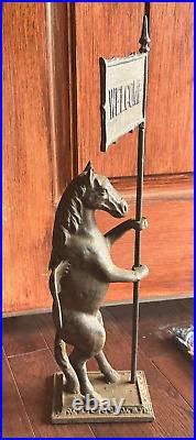 Vintage Cast Iron Horse Pegasus Doorstop Welcome 22 inches