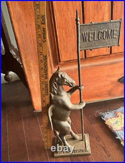 Vintage Cast Iron Horse Pegasus Doorstop Welcome 22 inches