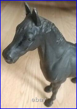 Vintage Cast Iron Horse Statue Door Stop Hubley Figurine Black 10 3/4 tall Art