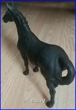 Vintage Cast Iron Horse Statue Door Stop Hubley Figurine Black 10 3/4 tall Art