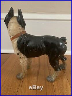 Vintage Cast Iron Hubley Boston Terrier Dog Doorstop All Original