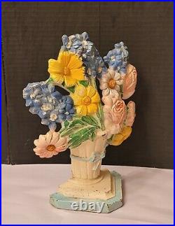 Vintage Cast Iron Hubley Doorstop Original Painted Flowers # 490 Delphinium