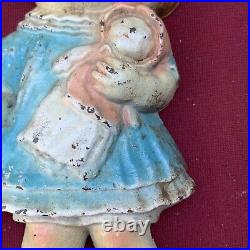 Vintage Cast Iron Hubley Googly Eyes Dolly Dimple Girl Toy Doll Marked 88