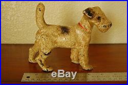 Vintage Cast Iron Hubley Standing Wire Fox Terrier Doorstop Bookend Figurine
