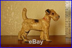 Vintage Cast Iron Hubley Standing Wire Fox Terrier Doorstop Bookend Figurine