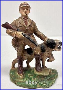 Vintage Cast Iron Hunter And Dog Doorstop
