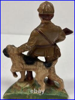 Vintage Cast Iron Hunter And Dog Doorstop