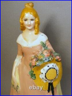 Vintage Cast Iron Lady with Hat Doorstop