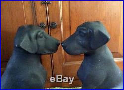 Vintage Cast Iron Liberty Black Lab Labrador Dog Fireplace Andirons Doorstops