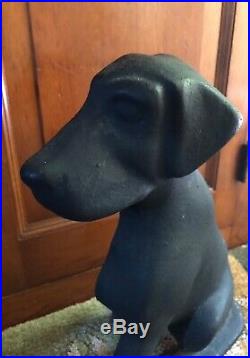 Vintage Cast Iron Liberty Black Lab Labrador Dog Fireplace Andirons Doorstops