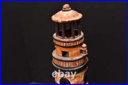 Vintage Cast Iron Lighthouse Door Stop 18 Candle Holder Lantern