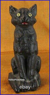 Vintage Cast Iron National Foundry Scary Halloween Sitting Black Cat Doorstop