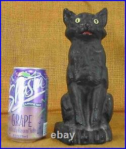 Vintage Cast Iron National Foundry Scary Halloween Sitting Black Cat Doorstop