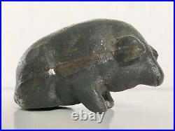 Vintage Cast Iron Pig Hog Figurine Paperweight Miniature Doorstop Hubley RARE