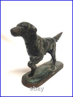 Vintage Cast Iron Retriever Pointer Dog Figural Door Stop Paperweight Old Vintage Cast Iron Retriever Pointer Dog Figural Door Stop Paperweight Old
