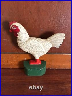 Vintage Cast Iron Rooster Door Stop 8 1/2 Tall Farmhouse Decor Country Home