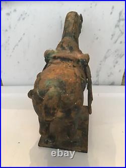Vintage Cast Iron Rustic Tang Dynasty Horse Figure / Door Stop 6lb 11.5x9.25