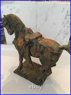 Vintage Cast Iron Rustic Tang Dynasty Horse Figure / Door Stop 6lb 11.5x9.25