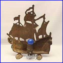 Vintage Cast Iron Ship Sail Boat Nautical Lamp