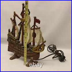 Vintage Cast Iron Ship Sail Boat Nautical Lamp