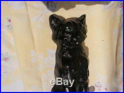 Vintage Cat Doorstop Cast Iron 9 Green Eyes National Foundry Black Cat
