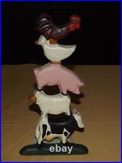 Vintage Cow Sheep Pig Duck Rooster Hand Painted Cast Iron Metal Door Stop Vintage Cow Sheep Pig Duck Rooster Hand Painted Cast Iron Metal Door Stop
