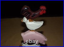 Vintage Cow Sheep Pig Duck Rooster Hand Painted Cast Iron Metal Door Stop
