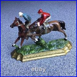 Vintage Equestrian Horse Racing Derby Jockey Cast Iron Door Stop 11x8 Decor