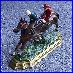 Vintage Equestrian Horse Racing Derby Jockey Cast Iron Door Stop 11x8 Decor