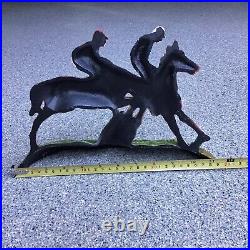 Vintage Equestrian Horse Racing Derby Jockey Cast Iron Door Stop 11x8 Decor