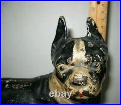 Vintage HUBLEY Boston Terrier Dog Cast Iron Right-Facing Door Stopper NICE