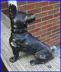 Vintage HUBLEY Cast Iron FRENCH BULLDOG Door Stop Antique Dog