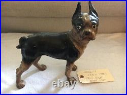 Vintage HUBLEY Large Boston Terrier Cast Iron Doorstop From Early 1900s
