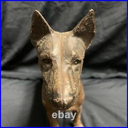Vintage HUBLEY PAINTED CAST IRON GERMAN SHEPHERD Front Facing 10 Tall X 12Long