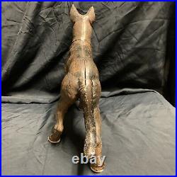 Vintage HUBLEY PAINTED CAST IRON GERMAN SHEPHERD Front Facing 10 Tall X 12Long