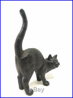 Vintage HUBLEY cast iron black Halloween hunchback cat door stop