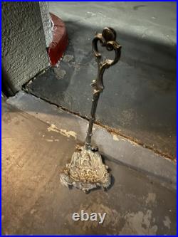 Vintage Heavy Solid Cast Brass Doorstop Door Stay with Handle 15.5 tall