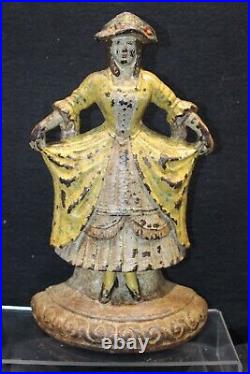 Vintage Hubley 23 Cast Iron Door Stop French Girl 9 1/8 X 5 1/2 Vintage Hubley 23 Cast Iron Door Stop French Girl 9 1/8 X 5 1/2