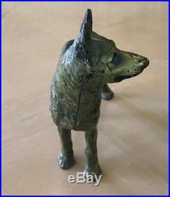 Vintage Hubley #290 cast Iron left facing police dog german shepherd door stop