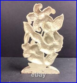 Vintage Hubley Cast Iron Door Stop No. 472 Tiger Lilies Great Original Paint