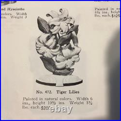 Vintage Hubley Cast Iron Door Stop No. 472 Tiger Lilies Great Original Paint