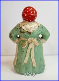 Vintage Hubley Cast Iron Door Stop Small Mammy # 486 Green Dress 8 3/4