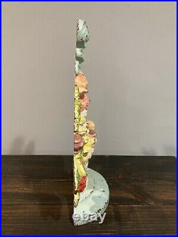 Vintage Hubley Cast Iron Doorstop #189 Lillies Of The Valley Flower Basket