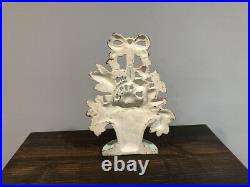 Vintage Hubley Cast Iron Doorstop #189 Lillies Of The Valley Flower Basket