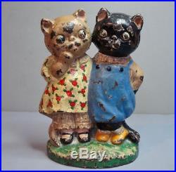 Vintage Hubley Cast Iron Doorstop Twin Cats