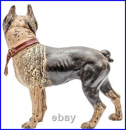 Vintage Hubley Cast Iron Hand Painted Boston Terrier & Collar Dog Door Stop