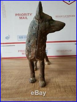 Vintage Hubley Cast Iron Left Facing German Shepherd Door Stop Dog