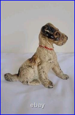 Vintage Hubley Cast Iron Wire Hair Fox Terrier Dog 5 Doorstop Bookend