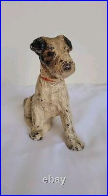 Vintage Hubley Cast Iron Wire Hair Fox Terrier Dog 5 Doorstop Bookend